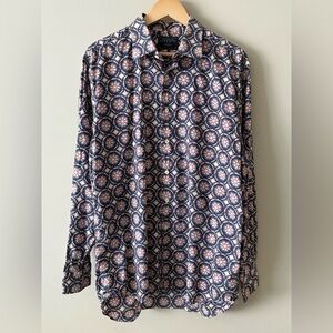 Charles Tyrwhitt London Men’s Shirt L Geometric Compass Star Print Long Sleeve